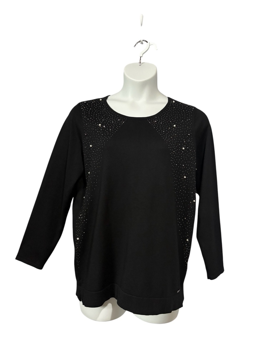Calvin Klein, Black Rhinestone Top, Women Sparkle Elegant, Large - Picture 4 of 11
